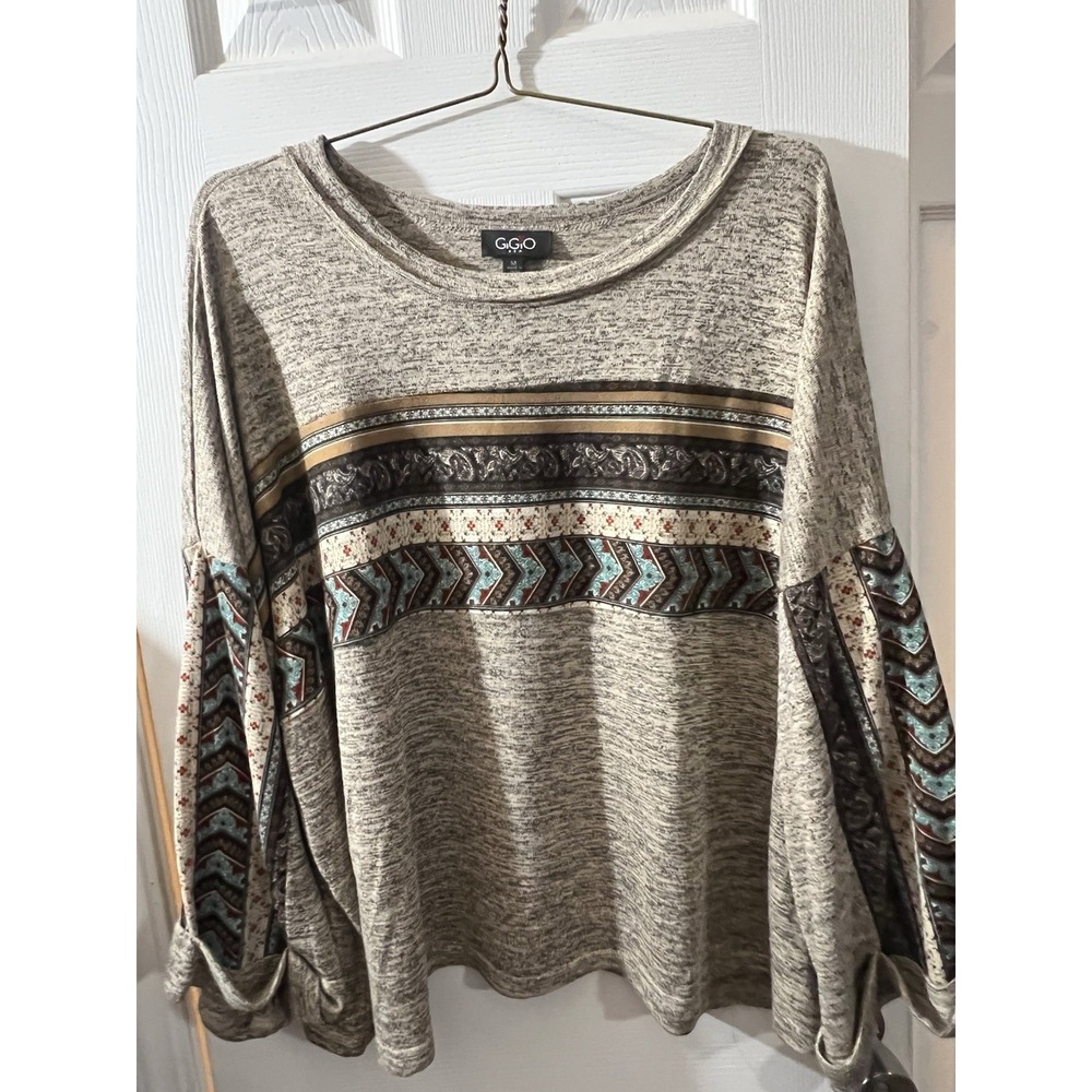 Gigio Women's Multicolored Long Sleeve Pullover oversized Sweater Size M